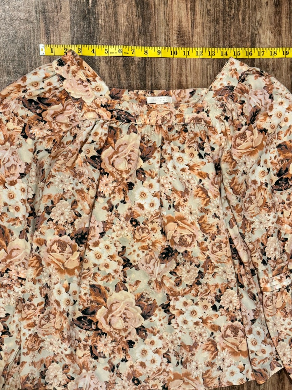 LC Lauren Conrad Peach Floral Square-Neck Blouse - Picture 5 of 10